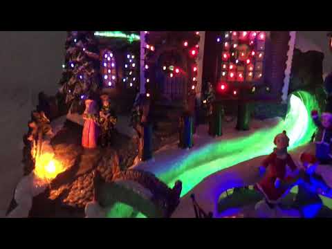 Lamarta bożonarodzeniowe miasteczko z melodia podświetlane zlodowaciałe jezioro ruchome 2 postacie