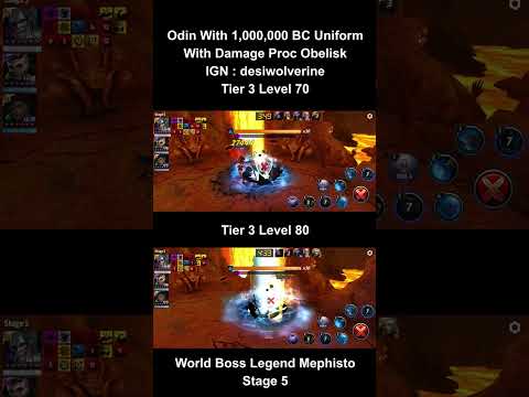 Odin Uniform Damage Comparison In World Boss Legend Knull & Mephisto - Marvel Future Fight
