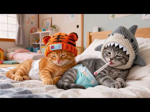 Ginger The Smart Kitten Have a Cold Mama Cat Make Honey Lemon Water