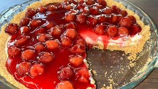 Cherry Cheesecake Pie Recipe | How To Make Cherry Cream Cheese Pie | No Bake Dessert | Ep. 546 🍒🥧