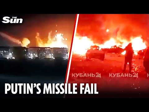 Moment Putin's air defence missile SMASHES into Russian residential block in embarrassing blunder