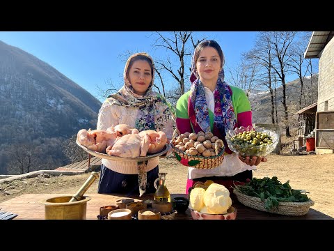 IRAN Mazani Cuisine of Chickens Fried in Butter and Served with Kate Pilaf