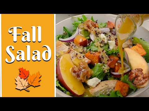 EPIC FALL SALAD: w/Roasted Sweet Potatoes, Apples, Quinoa, Candied Walnuts & Honey Mustard Dressing