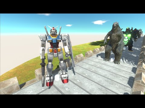 GUNDAM RX78 VS TITANUS & ALL GODZILLA DEATH RUN - Animal Revolt Battle Simulator