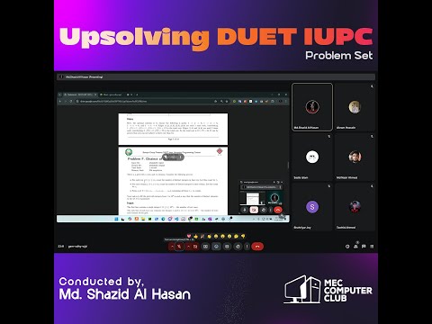 Upsolving DUET IUPC problems | MEC Computer Club | Md Shazid Al Hasan