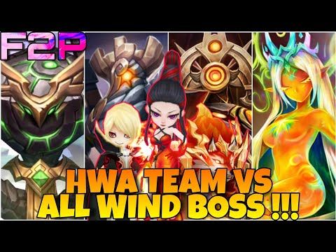 BUFFED HWA VS ALL WIND BOSS !!! (TORMENTOR, SPIRITUAL REALM, KARZHAN & GUILES) SUMMONERS WAR