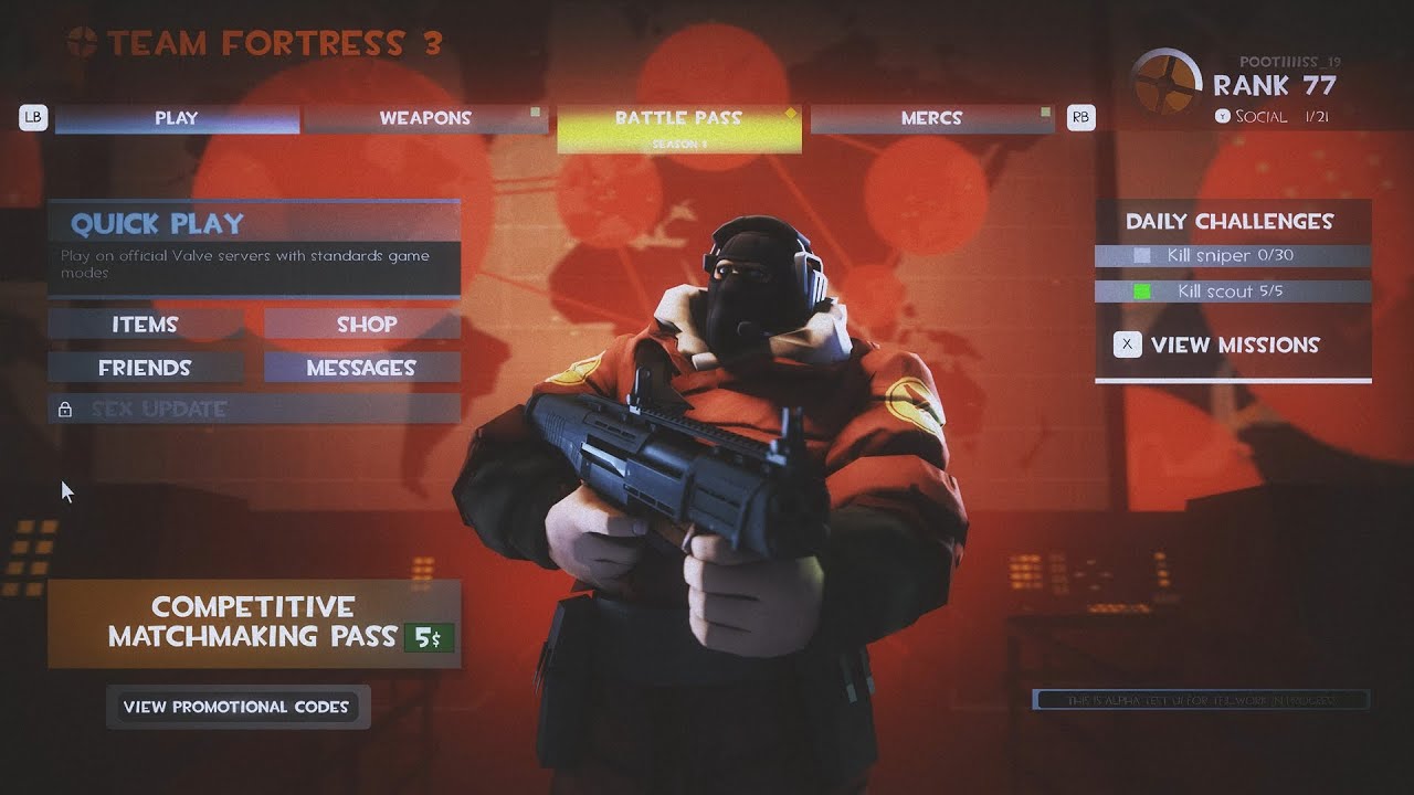 Team Fortress 3: prototype menu