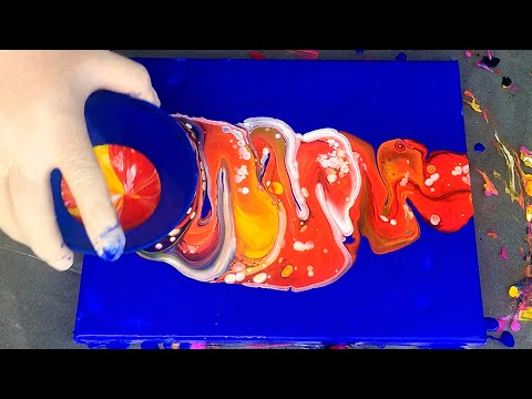 Acrylic Pouring Project Unity #4 - Punchy Primary Colors Face-off Funnel Pour (57)