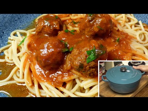 Hunt's Sauce-pot Meatballs Recipe from 1959 | Mirro Enameled Cast Iron Dutch Oven