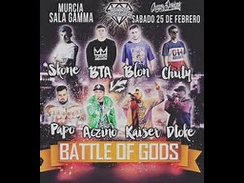 Pero que batallon  Aczino Kaiser Dtoke y Papo VS Chuty Skone Bta y Blon - Battle Of Gods 1/2