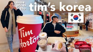 Canadian Tries Tim Hortons in Korea 🇨🇦🍩 WHY is it so Expensive? 😳 Korean Menu & Differences