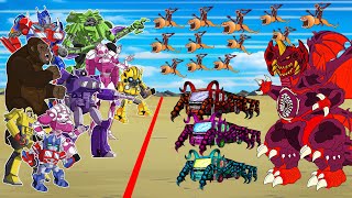 Full Transformers: Optimus Prime, Monster Truck, Ambulance Decepticon vs. Godzilla Cartoon Animation