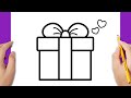 How To Draw A Gift Easy Christmas Drawings