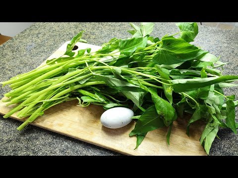 New practice of water spinach, do not fry, not cold salad, plus a preserved egg