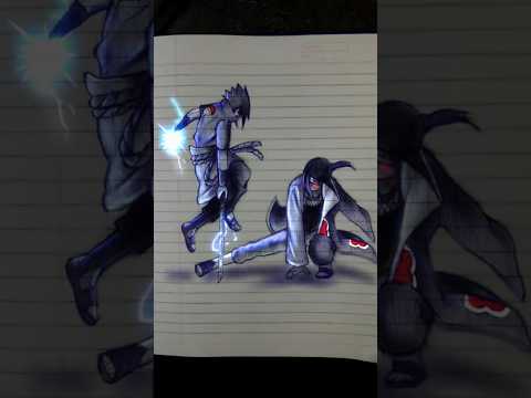 Sasuke VS Itachi pen sketch #shorts #animedrawing