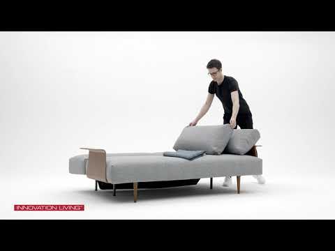 Frode Dark Wood Full Size Sofa Bed with Walnut Arms by Innovation Living