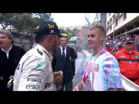Justin Bieber Greets Formula 1 Monaco Grand Prix Winner Lewis Hamilton - 29/5/16