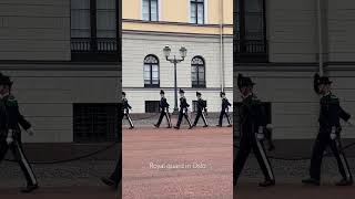 Changing of the guard in front of Royal palace in Oslo at 11:00.
