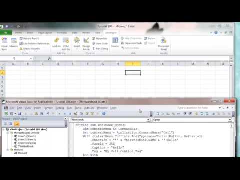 Excel 2010 VBA Tutorial 106   Assign a Macro to right click menu