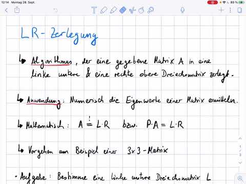 LR Zerlegung mit Beispiel | Numerik