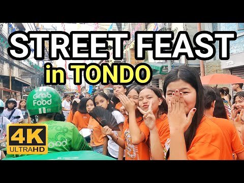 THE STREET FEAST in TONDO | Walking Action Feast in TONDO RESIDENCE Manila Philippines [4K] 🇵🇭