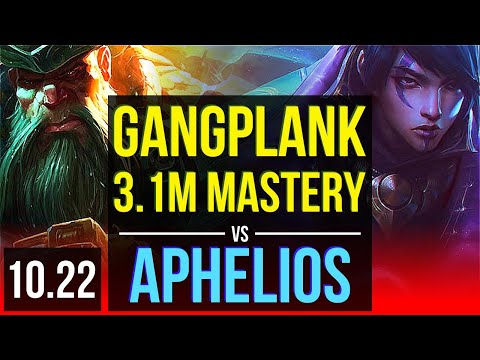 GANGPLANK vs APHELIOS (TOP) | 3.1M mastery, 8 solo kills, 12/6/23, Legendary | BR Diamond | v10.22