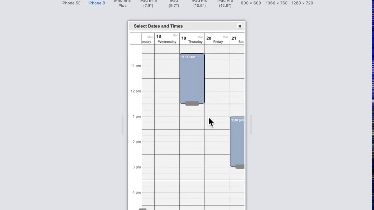 Responsive JavaScript Calendar Date Time Picker for Meeting Planner