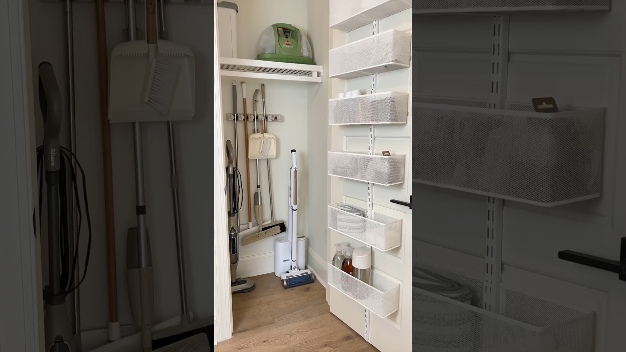 Let’s organize the cleaning closet 🧹🤍 #organizedhome #homeorganization #amazonfinds #amazon