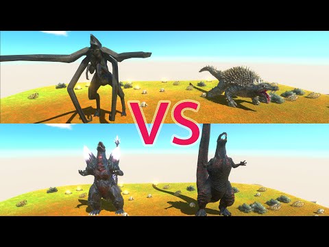 SPACE GODZILLA, SHIN GODZILLA VS ANGUIRUS AND MUTO FEMALE - Animal Revolt Battle Simulator