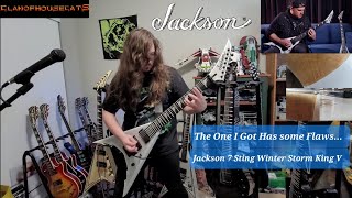 Video thumbnail for Jackson King V 7-String Corey Beaulieu Winter Storm Seymour Duncan Blackouts, Handful To Go Over... by ClanOfHouseCats