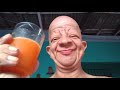 Bald Wrinkly Guy Drink Orange Juice Moan