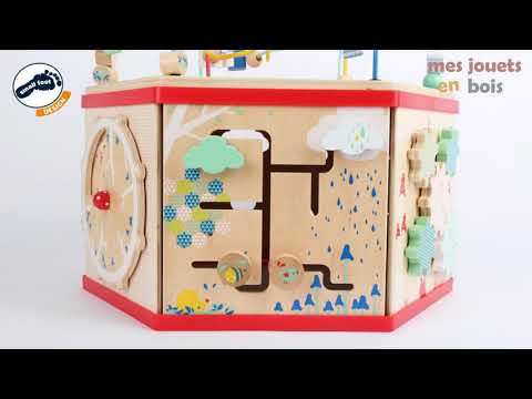 Cube d'activités hexagonal dès 12 mois (Bois) - Table multi-activités pour bébé | Small Foot