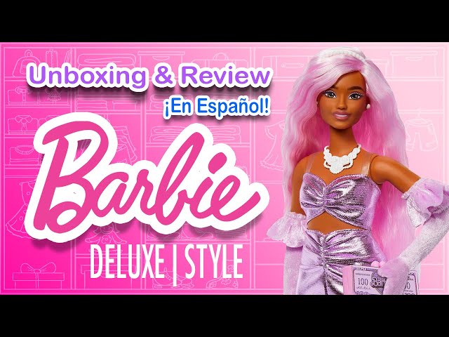 Vídeo relacionado con Barbie Deluxe Style Muñeca n.12 con Top Corto de Denim Rosa y Vaqueros Acampanados a Juego con Estampado de Rosas, Pelo castaño Ondulado y Accesorios como un Bolso y Joyas, JJN72
