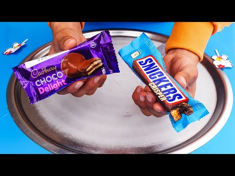 Blue Snickers 🆚  Cadbury choco Delight with Peanuts, Cinnamon, Nougat, Caramel | Ice Cream Rolls