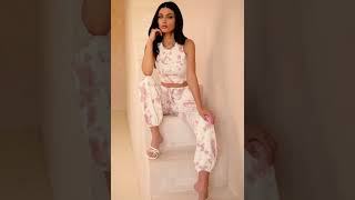 Hailey Tank Top and Cara Joggers in Nude Tie Dye Print