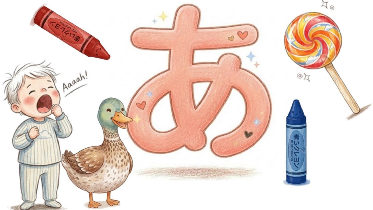 【あ】がつくもの☆  ひらがな 幼児向け 知育 お勉強 子ども向け 日本語 Hiragana Aiueo Japanese