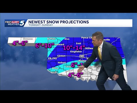 Oklahoma Winter Storm: Projected snow totals increase across state as winter storm nears