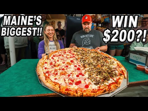 Win $200 by Eating Maine’s Largest 30-Inch "Gridiron" Pizza Challenge w/ @KatinaEatsKilos​