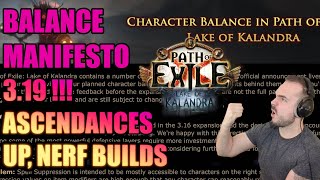 Path of Exile 3.19 : Lake of Kalandra - BALANCE MANIFESTO !! UP, NERF, REWORKS BUILD ET ASCENDANCES