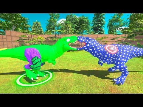 AMERICA VS HULK T REX DEATH RUN - Animal Revolt Battle Simulator