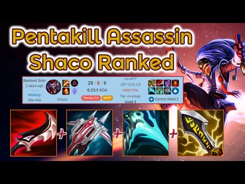 Pentakill Full Oneshot Duskblade Shaco Jungle S12 [League of Legends] Full Gameplay - Infernal Shaco