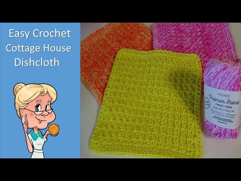 Easy Crochet Cottage House Dishcloth - Fast and Fun - #makeitpremier  - Corrected Instructions
