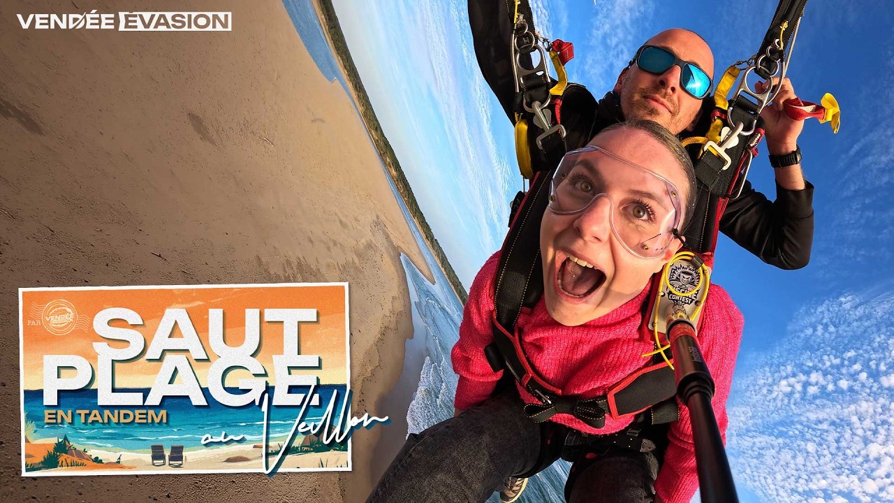 Vignette vidéo saut en parachute tandem Vendée Évasion aux Sables d'Olonne