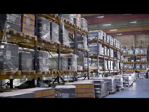 Large Warehouse stock videos with the Company's Products stock footage