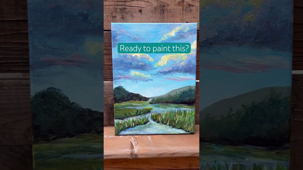 🌿Spring Painting! FREE Acrylic Painting Tutorial for Beginners! #springpainting #landscapepainting