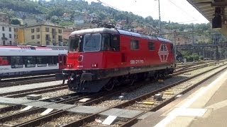 preview picture of video 'Bahnverkehr in Bellinzona, Gotthard / Treni alla stazione di Bellinzona / trenes en Bellinzona'