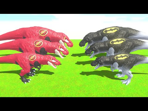 FLASH T-REX VS BATMAN T-REX Jurassic World Dominion DEATH RUN - Animal Revolt Battle Simulator