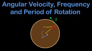 Angular velocity, frequency and period for a spinning disk.