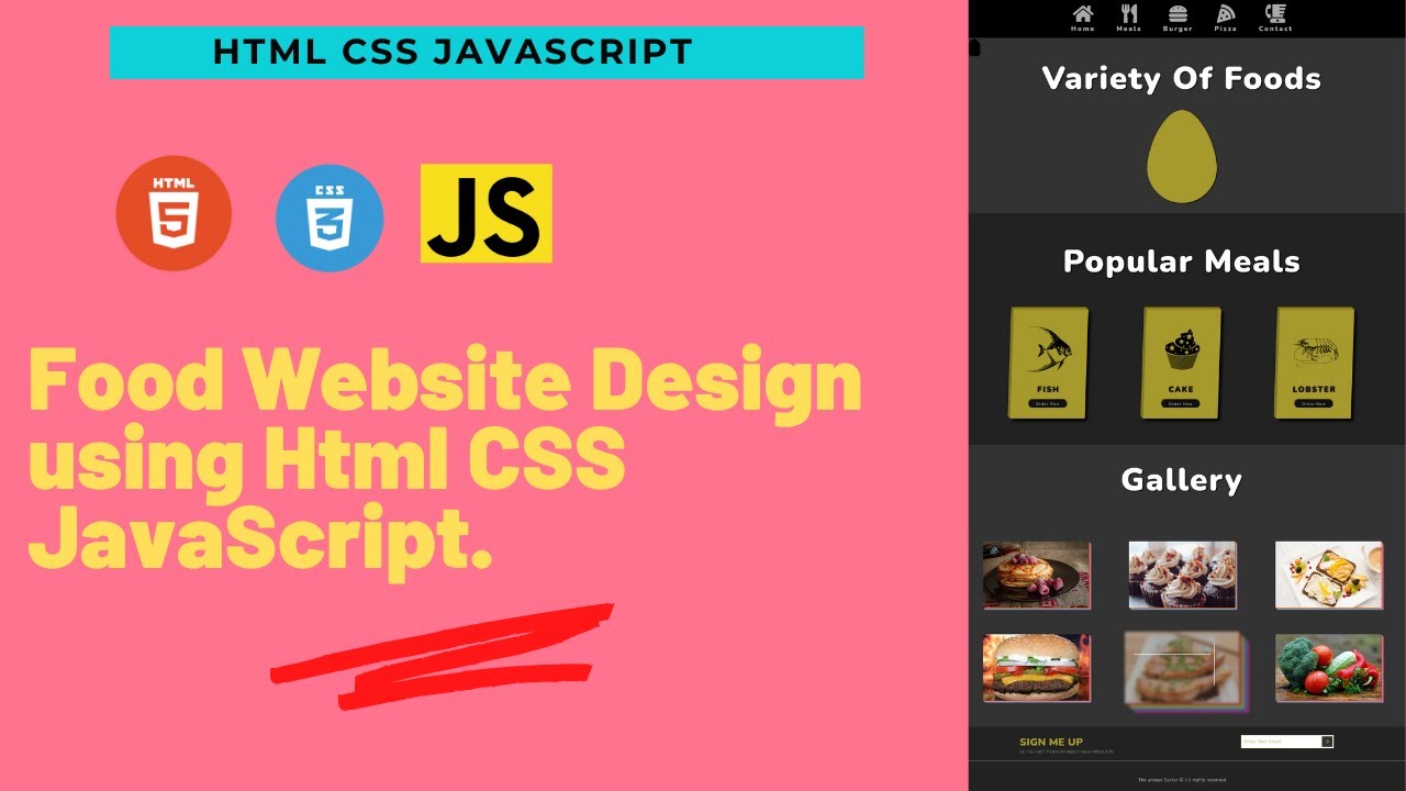 Simple restaurant/food website design using html CSS and JavaScript with GitHub source code tutorial