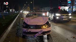 Bolu’da D 100’de İki Otomobil Çarpıştı 2 Yaralı